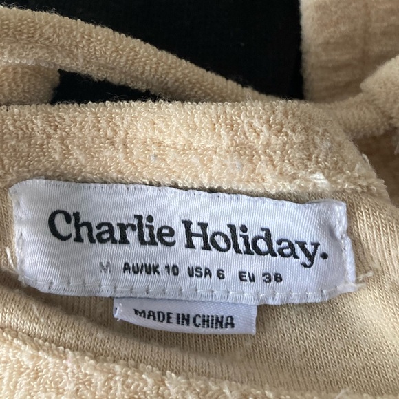 Charlie Holiday Shirley Terry Cloth Strappy Open Back Tie Crop Top 6 - Picture 9 of 10